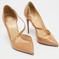 مملوكة مسبقًا Christian Louboutin Beige Patent  Jumping Pumps Size 35.5