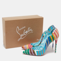 Pre Owned Christian Louboutin Multicolor Printed Patent Leather Hot Chick Pumps Size 42