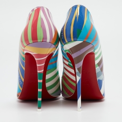 Pre Owned Christian Louboutin Multicolor Printed Patent Leather Hot Chick Pumps Size 42