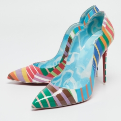Pre Owned Christian Louboutin Multicolor Printed Patent Leather Hot Chick Pumps Size 42