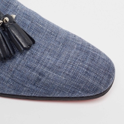 Pre Owned Christian Louboutin Blue Danim Dandelion Tassel Loafers Size 43