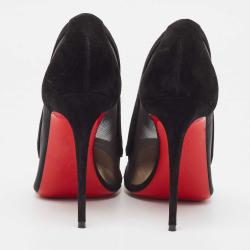 Pre Owned Christian Louboutin Black Mesh and Suede Galativi Strass Pumps Size 39.5