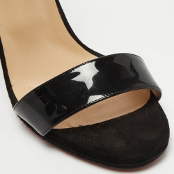 Pre Owned Christian Louboutin Black Patent Leather and Fabric Jacqueline Sandals Size 39