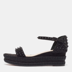 Black Suede And Raffia Madmonica Sandals