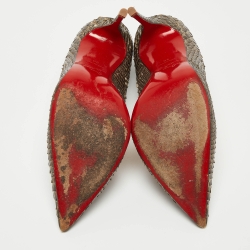 Pre Owned Christian Louboutin Grey Python Leather So Kate Pumps Size 38