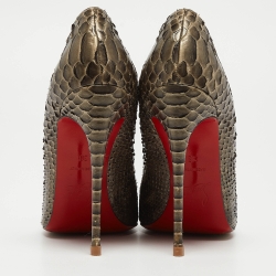 Pre Owned Christian Louboutin Grey Python Leather So Kate Pumps Size 38