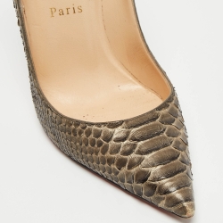 Pre Owned Christian Louboutin Grey Python Leather So Kate Pumps Size 38