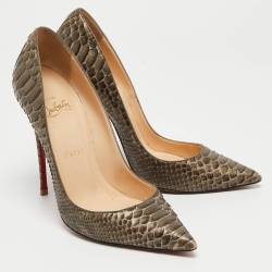 Pre Owned Christian Louboutin Grey Python Leather So Kate Pumps Size 38