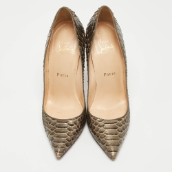 Pre Owned Christian Louboutin Grey Python Leather So Kate Pumps Size 38