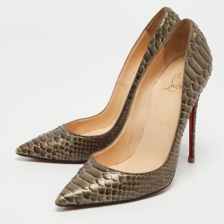 Pre Owned Christian Louboutin Grey Python Leather So Kate Pumps Size 38