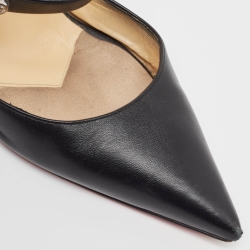 Christian Louboutin Black Leather Choco Lock Mules Size 41