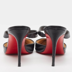 Christian Louboutin Black Leather Choco Lock Mules Size 41