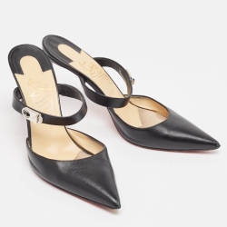 Christian Louboutin Black Leather Choco Lock Mules Size 41