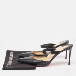 Christian Louboutin Black Leather Choco Lock Mules Size 41