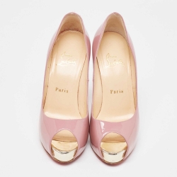 Pre Owned Christian Louboutin Pink Patent Leather New Very Prive Glitter Pumps Size 37.5 