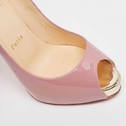 Pre Owned Christian Louboutin Pink Patent Leather New Very Prive Glitter Pumps Size 37.5 
