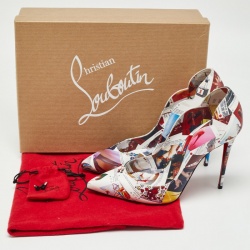 Pre Owned Christian Louboutin Multicolor Printed Leather Hot Chick Pumps Size 37
