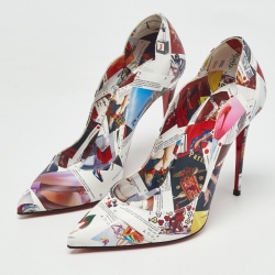 Pre Owned Christian Louboutin Multicolor Printed Leather Hot Chick Pumps Size 37