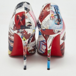 Pre Owned Christian Louboutin Multicolor Printed Leather Hot Chick Pumps Size 37