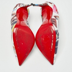 Pre Owned Christian Louboutin Multicolor Printed Leather Hot Chick Pumps Size 37