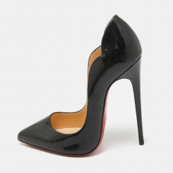 Pre Owned Christian Louboutin Black Patent Hot Chick Pumps Size 35