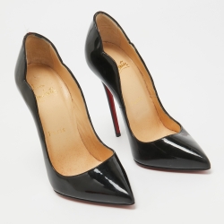 Pre Owned Christian Louboutin Black Patent Hot Chick Pumps Size 35