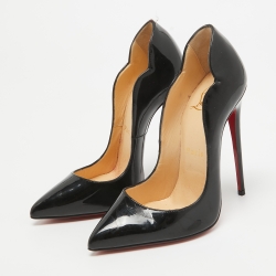 Pre Owned Christian Louboutin Black Patent Hot Chick Pumps Size 35