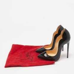 Pre Owned Christian Louboutin Black Patent Hot Chick Pumps Size 35