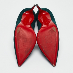 Pre Owned Christian Louboutin Dark Green Suede Kate Pumps Size 38