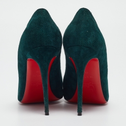 Pre Owned Christian Louboutin Dark Green Suede Kate Pumps Size 38