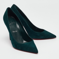Pre Owned Christian Louboutin Dark Green Suede Kate Pumps Size 38