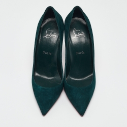 Pre Owned Christian Louboutin Dark Green Suede Kate Pumps Size 38