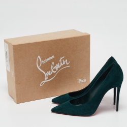 Pre Owned Christian Louboutin Dark Green Suede Kate Pumps Size 38