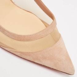 Pre Owned Christian Louboutin Beige Mesh and Suede Paulina Pumps Size 41