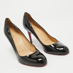 Pre Owned Christian Louboutin Black Patent Leather Simple Pumps Size 40.5