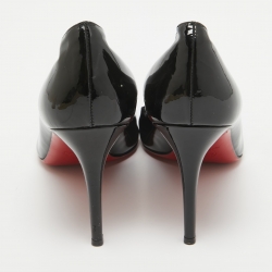 Pre Owned Christian Louboutin Black Patent Leather Simple Pumps Size 40.5