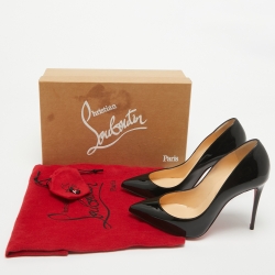 Pre Owned Christian Louboutin Black Patent Leather Pigalle Follies Pumps Size 37.5