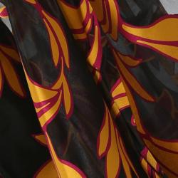Christian Siriano Black and Yellow Silk Printed Gown S