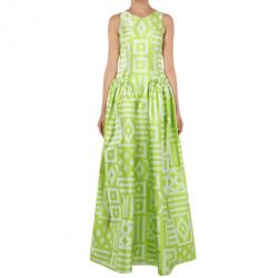 Christian Siriano Lime Geometric-Print Gown S