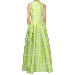 Christian Siriano Lime Geometric-Print Gown S