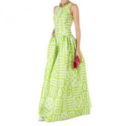Christian Siriano Lime Geometric-Print Gown S