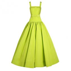 Pre Owned Christian Siriano Lime Silk Drop-Waist Gown S