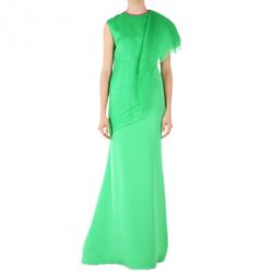 Christian Siriano Green Silk Draped Gown S