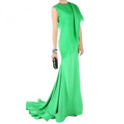 Christian Siriano Green Silk Draped Gown S