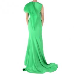 Christian Siriano Green Silk Draped Gown S