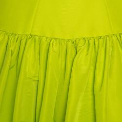 Christian Siriano Lime Silk Drop-Waist Gown S
