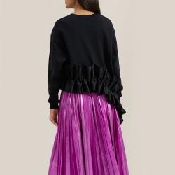 Christopher Kane Black Ruffled Asymmetric Hem Cotton Sweatshirt L