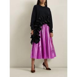 Christopher Kane Black Ruffled Asymmetric Hem Cotton Sweatshirt L