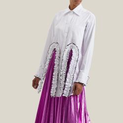 Christopher Kane White Front Cutout Long Sleeve Cotton Shirt IT 50