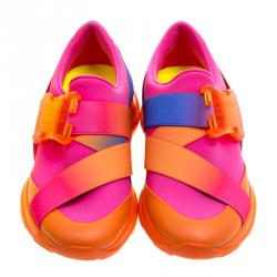 Christopher Kane Multicolor Neon Fabric Safety Buckle High Top Sneakers Size 37